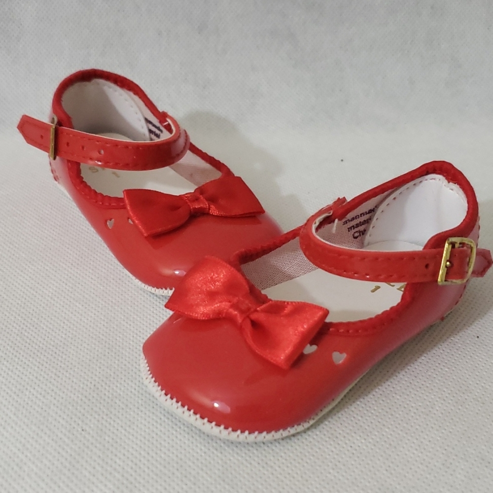 👶 Red infant dressy shoes, Size 1